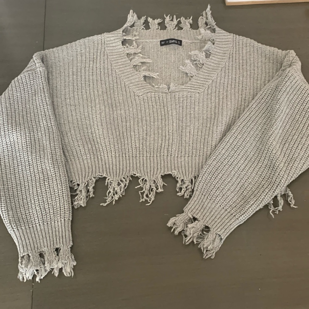 Gray crop sweater